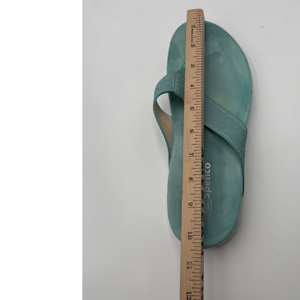 Spenco Womens Aqua Blue Leopard Print Orthotic Thong Sandals Flip Flops Size 8.5 - Picture 8 of 8